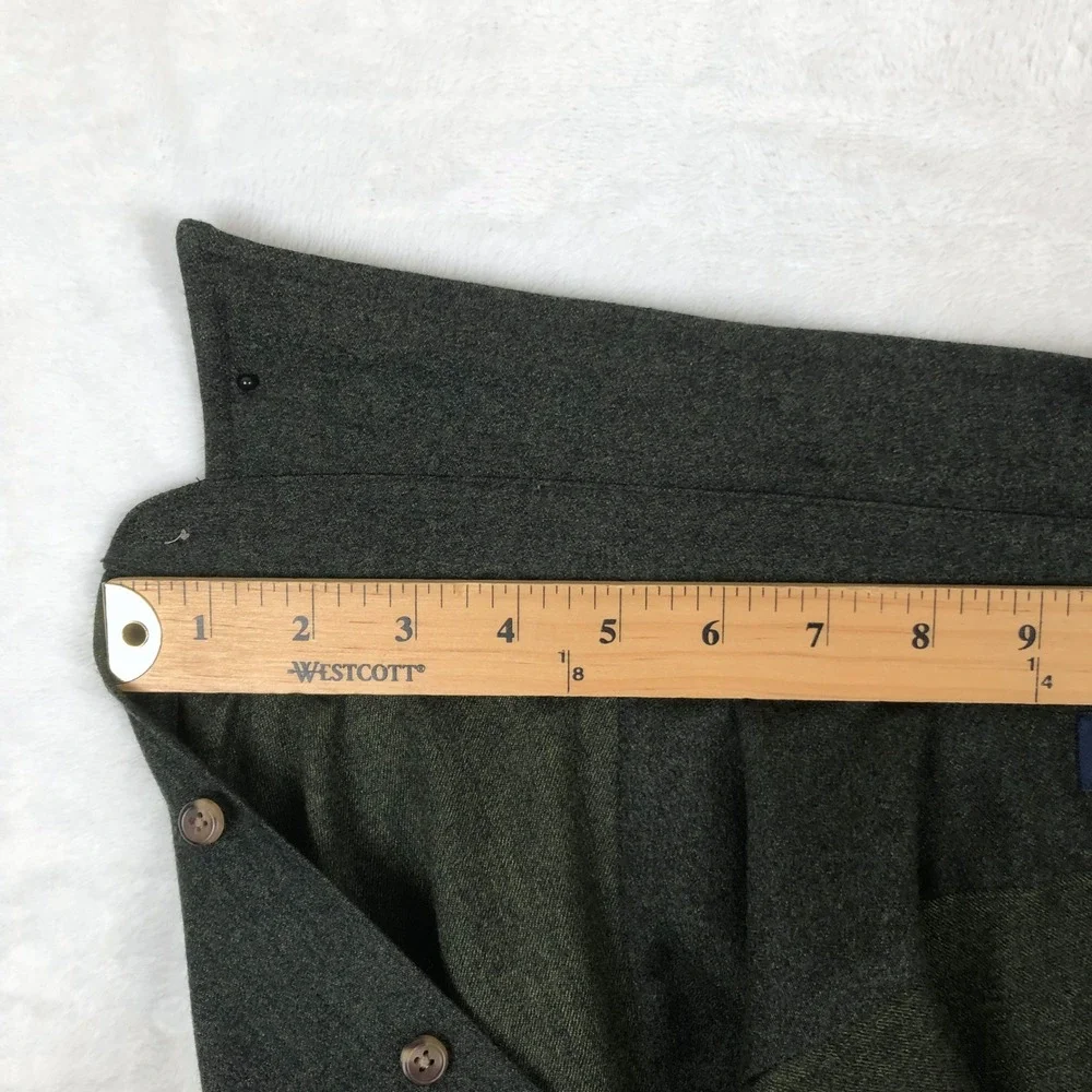PROPER CLOTH 100% Wool Flannel Shirt 20/37.5 Forest Green Melange Button Luxury